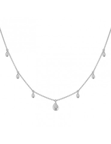 Collana Buonocore - Dew - Oro Bianco 18 carati - Goccia - Diamanti 0,19 ct - 1512C01DW