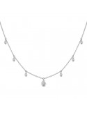 Buonocore - Dew Necklace in 18k White Gold with Drop Pendants and Natural Diamonds 0.19 ct - 0