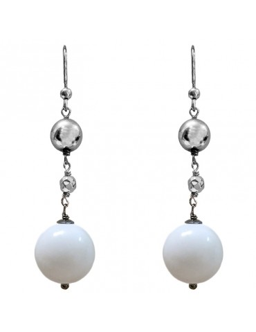 Orecchini Della Rovere - Pendenti - Ematite - Agata Bianca - ORDRP038