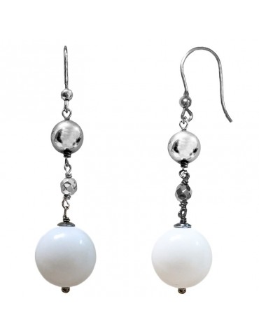 Orecchini Della Rovere - Pendenti - Ematite - Agata Bianca - ORDRP038 2
