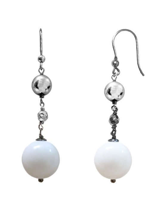 Orecchini Della Rovere - Pendenti - Ematite - Agata Bianca - ORDRP038