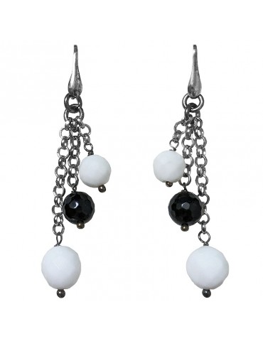 Della Rovere Earrings - White Agate - Black Onyx - ORDRP040