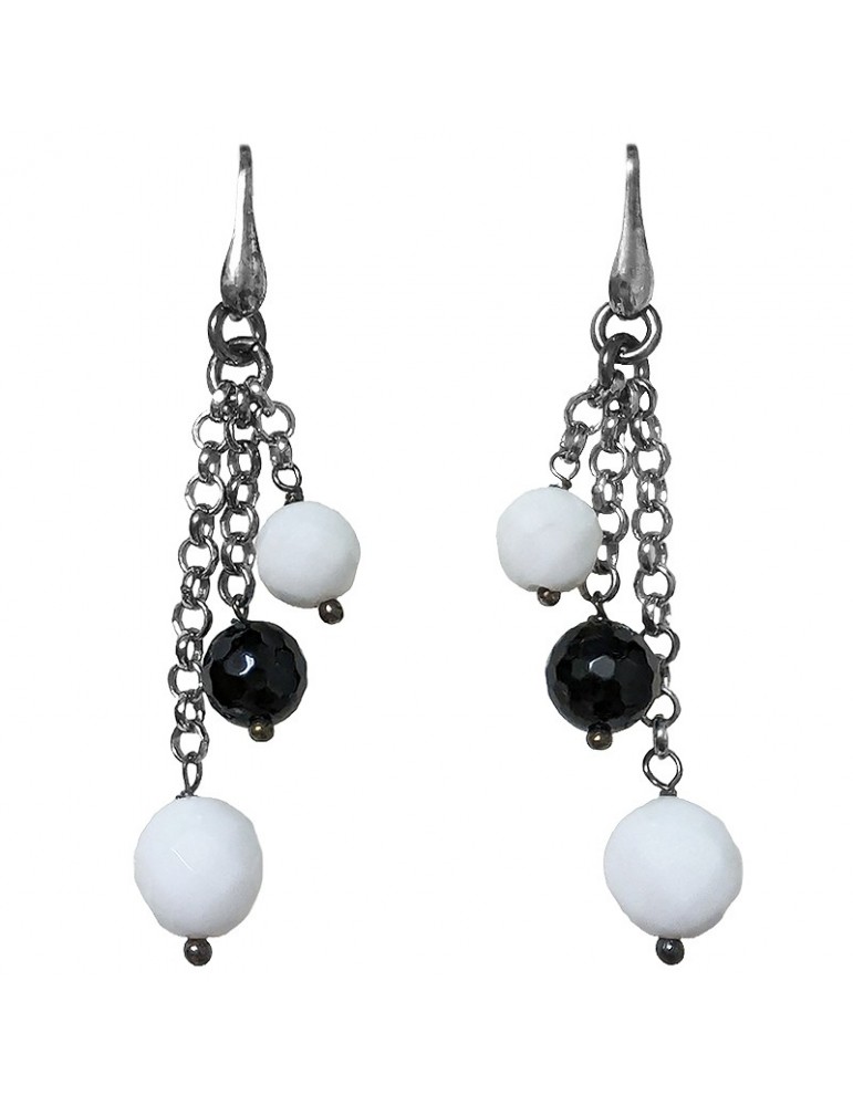 Della Rovere Earrings - White Agate - Black Onyx - ORDRP040