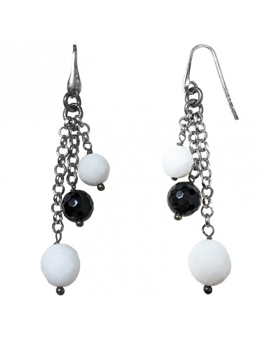 Della Rovere Earrings - White Agate - Black Onyx - ORDRP040 2