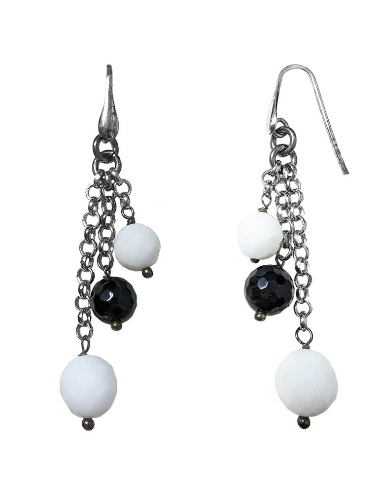 Della Rovere Earrings - White Agate - Black Onyx - ORDRP040
