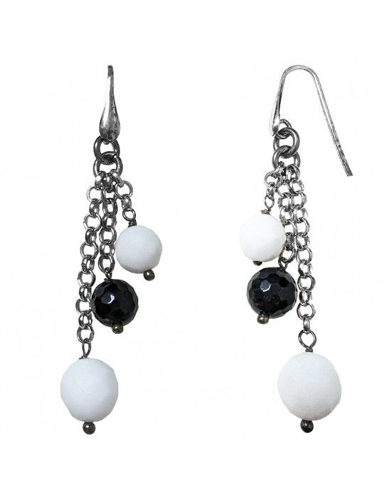 Della Rovere Earrings - White Agate - Black Onyx - ORDRP040