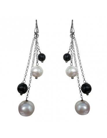 Orecchini Della Rovere - Onice Nero - Perle Barocche - 21490S1600X