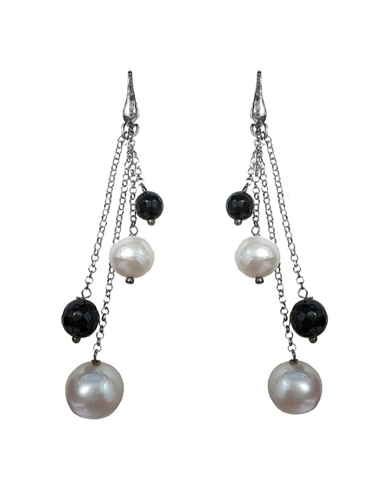 Della Rovere Earrings - Black Onyx - Baroque Pearls - 21490S1600X