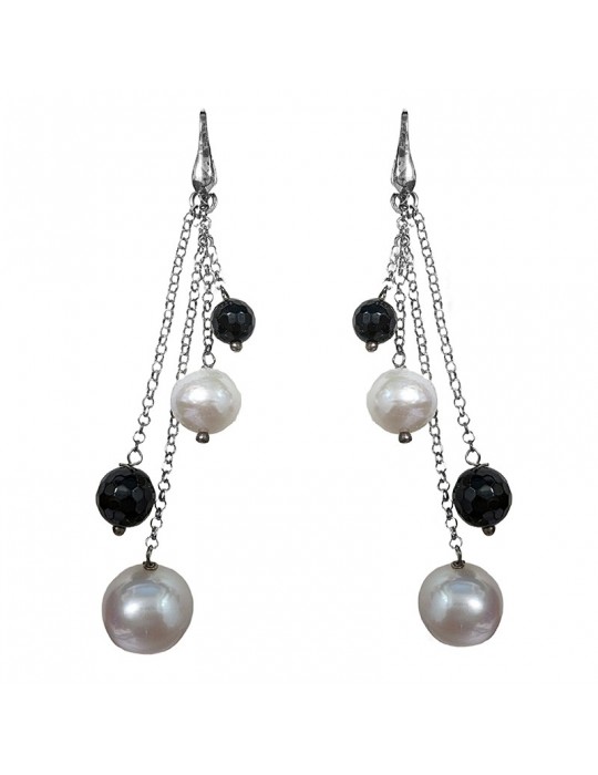 Della Rovere Earrings - Black Onyx - Baroque Pearls - 21490S1600X