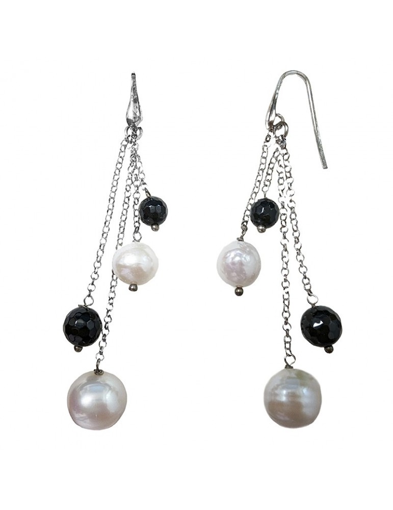 Della Rovere Earrings - Black Onyx - Baroque Pearls - 21490S1600X