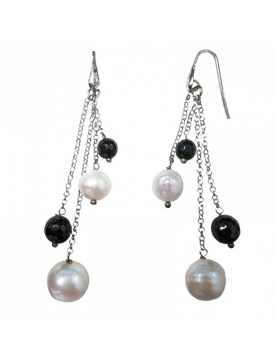 Della Rovere Earrings - Black Onyx - Baroque Pearls - 21490S1600X