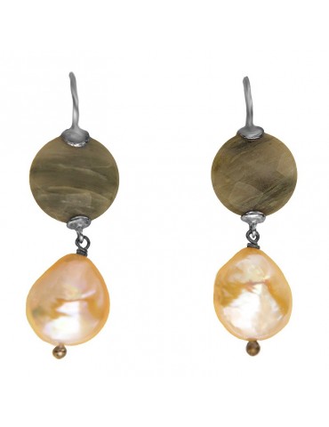 Orecchini Della Rovere - Perle Barocche - Diaspro Verde - ORDRP094