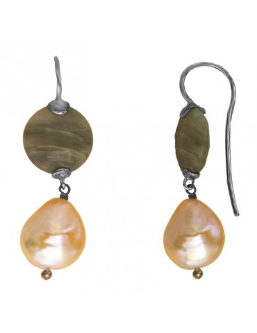 Orecchini Della Rovere - Perle Barocche - Diaspro Verde - ORDRP094 2