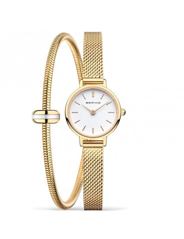 Special Pack  Bering  -Classic-Gold-22 mm-Bianco-11022334LOVELY1GWP190