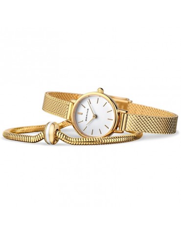 Special Pack  Bering  -Classic-Gold-22 mm-Bianco-11022334LOVELY1GWP190 2
