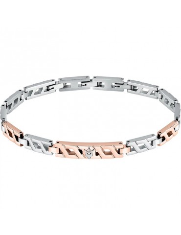 Maserati Bracelet-Iconic-Silver-Rose Gold-Central Trident-JM124AVD37