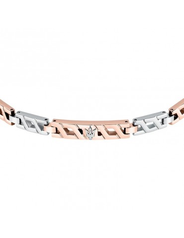 Maserati Bracelet-Iconic-Silver-Rose Gold-Central Trident-JM124AVD37 2