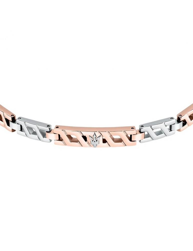 Bracciale Maserati-Iconic-Silver-Rose Gold-Tridente Centrale-JM124AVD37