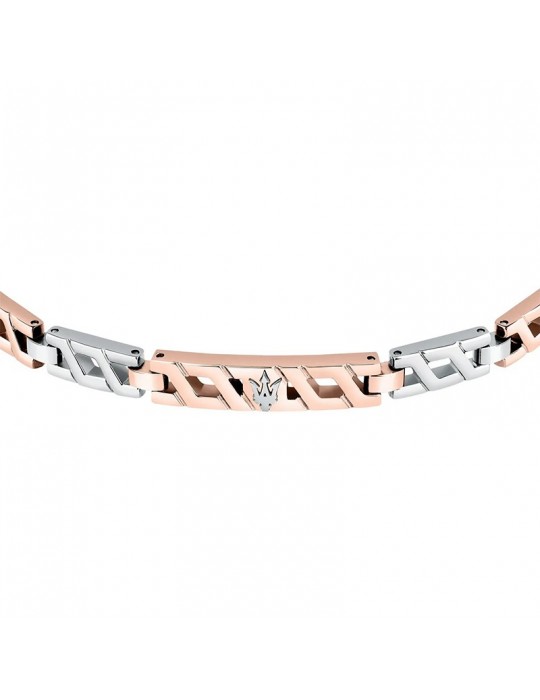 Maserati Bracelet-Iconic-Silver-Rose Gold-Central Trident-JM124AVD37