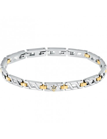 Bracciale Maserati - Iconic -Maglie Silver-Giunzioni Dorate-JM124AVD38