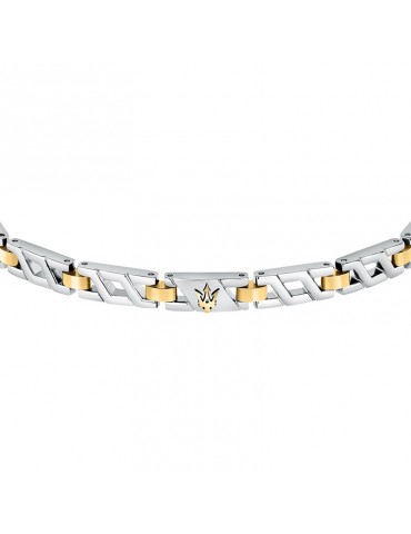 Maserati Bracelet - Iconic - Silver Links - Golden Joints - JM124AVD38 2