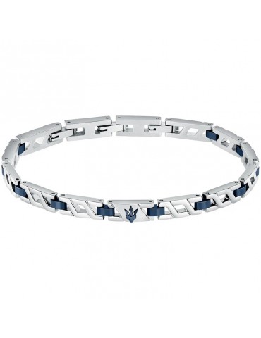 Bracciale Maserati - Iconic - Maglie Silver - Giunzioni Blu-JM124AVD39