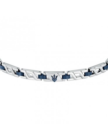 Maserati Bracelet - Iconic - Silver Links - Blue Junctions-JM124AVD39 2