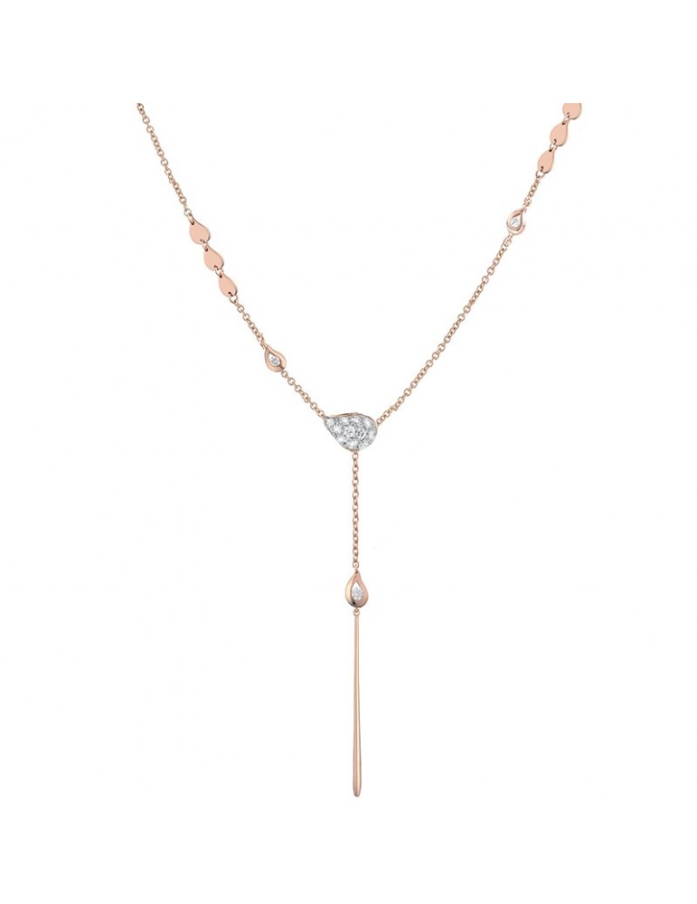 Buonocore - Dew Necklace in 18k Rose Gold with Drop Pendants and Natural Diamonds 0.26 ct - 0