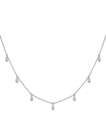 Buonocore - Dew Necklace in 18k White Gold with Drop Pendants and Natural Diamonds 0.16 ct - 0