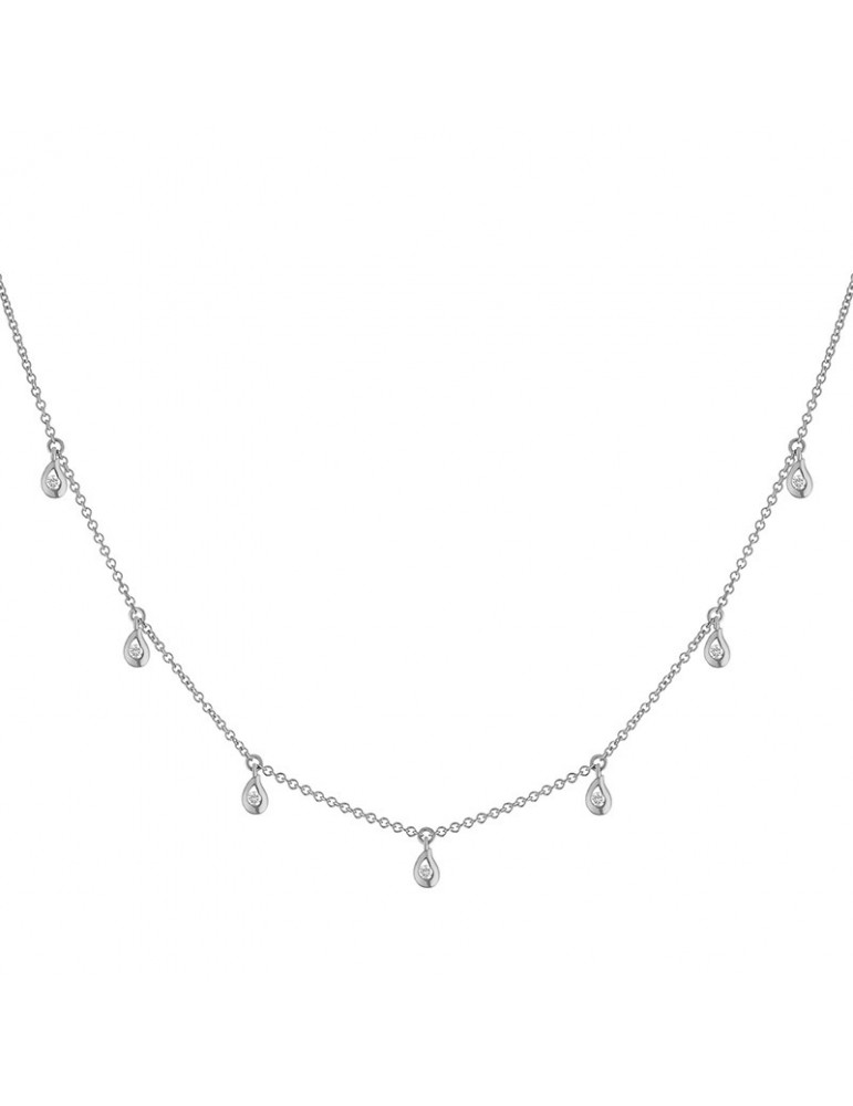 Collana Buonocore - Dew - Oro Bianco 18 carati - Pendenti Goccia e Diamanti 0,16 ct - 1511C01DW