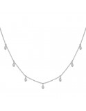 Collana Buonocore - Dew - Oro Bianco 18 carati - Pendenti Goccia e Diamanti 0,16 ct - 1511C01DW