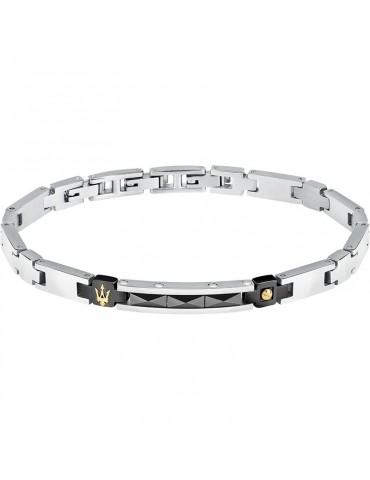 Bracciale Maserati-Ceramic-Acciaio-Ceramica Nera-Tridente Gold-JM224ATZ35