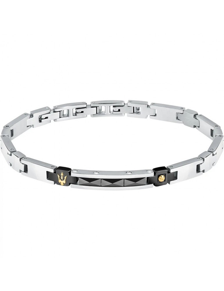Maserati Bracelet-Ceramic-Steel-Black Ceramic-Trident Gold-JM224ATZ35