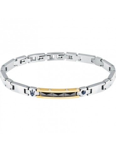 Bracciale Maserati - Ceramic - Elementi Neri - Tridente Blu-JM224ATZ37