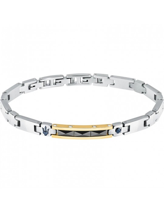 Bracciale Maserati - Ceramic - Elementi Neri - Tridente Blu-JM224ATZ37