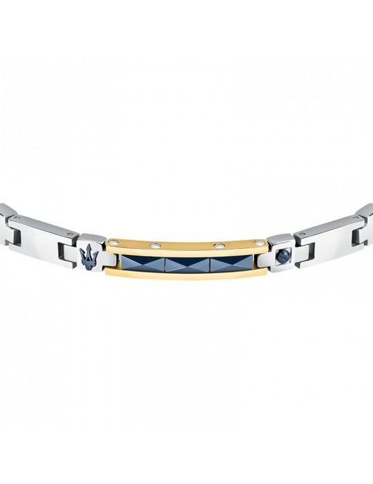 Bracciale Maserati - Ceramic - Elementi Neri - Tridente Blu-JM224ATZ37