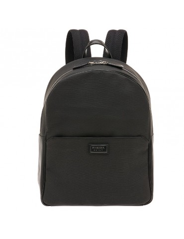 Pineider - Daily Backpack in Black Nylon and Smooth Calfskin - 0