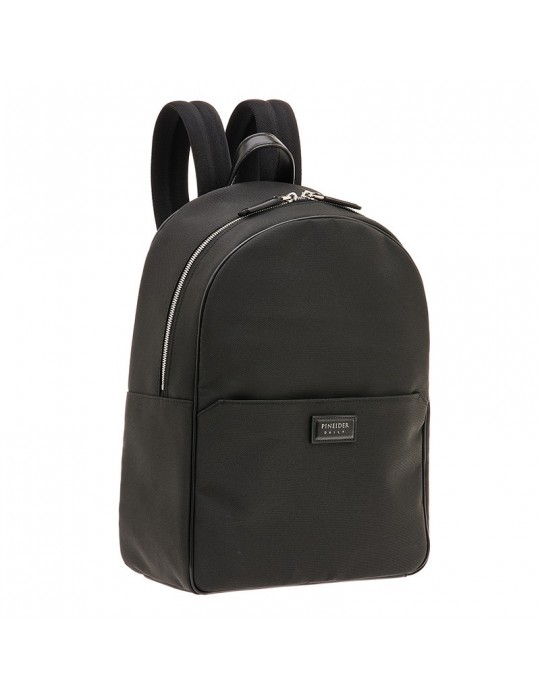 Pineider - Daily Backpack in Black Nylon and Smooth Calfskin - 0