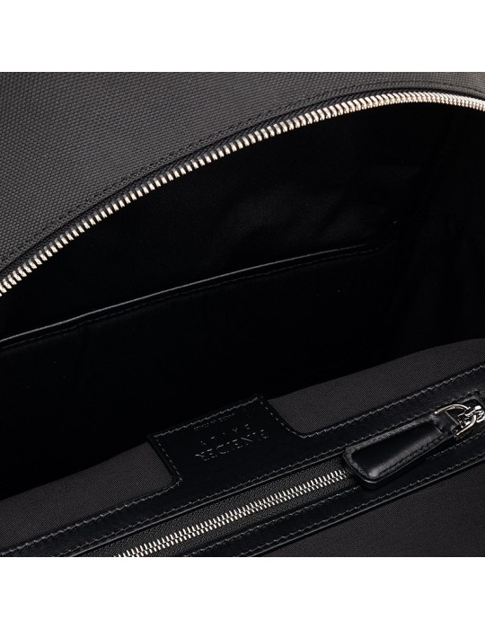 Pineider - Daily Backpack in Black Nylon and Smooth Calfskin - 0