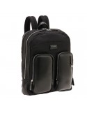 Zaino Pineider - Daily in Nylon e Pelle di Vitello Liscia Nero con Doppia Tasca - PDNL007056