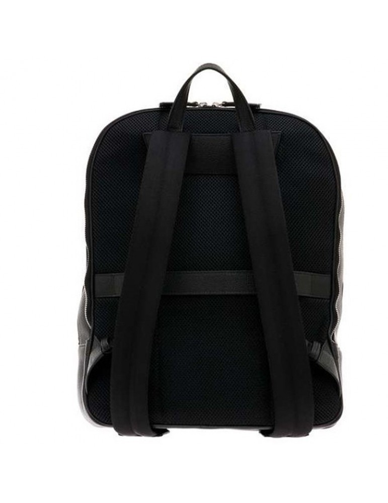 Pineider - Daily Backpack in Black Nylon and Smooth Calfskin with Double Pocket - 0