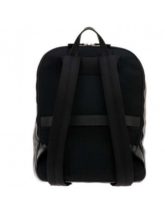 Pineider - Daily Backpack in Black Nylon and Smooth Calfskin with Double Pocket - 0