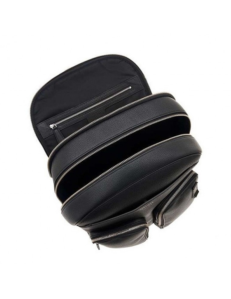 Pineider - Daily Backpack in Black Nylon and Smooth Calfskin with Double Pocket - 0