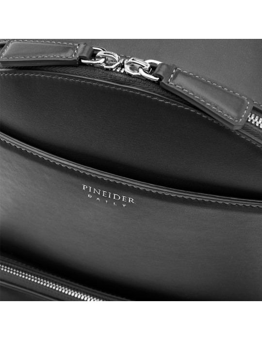 Pineider Backpack - Daily East in Black Smooth Calfskin - 0