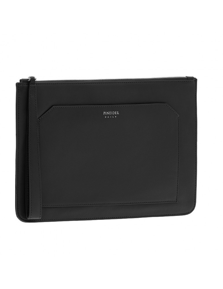 Pouch Medium Pineider - Daily in Black Smooth Calfskin - 0