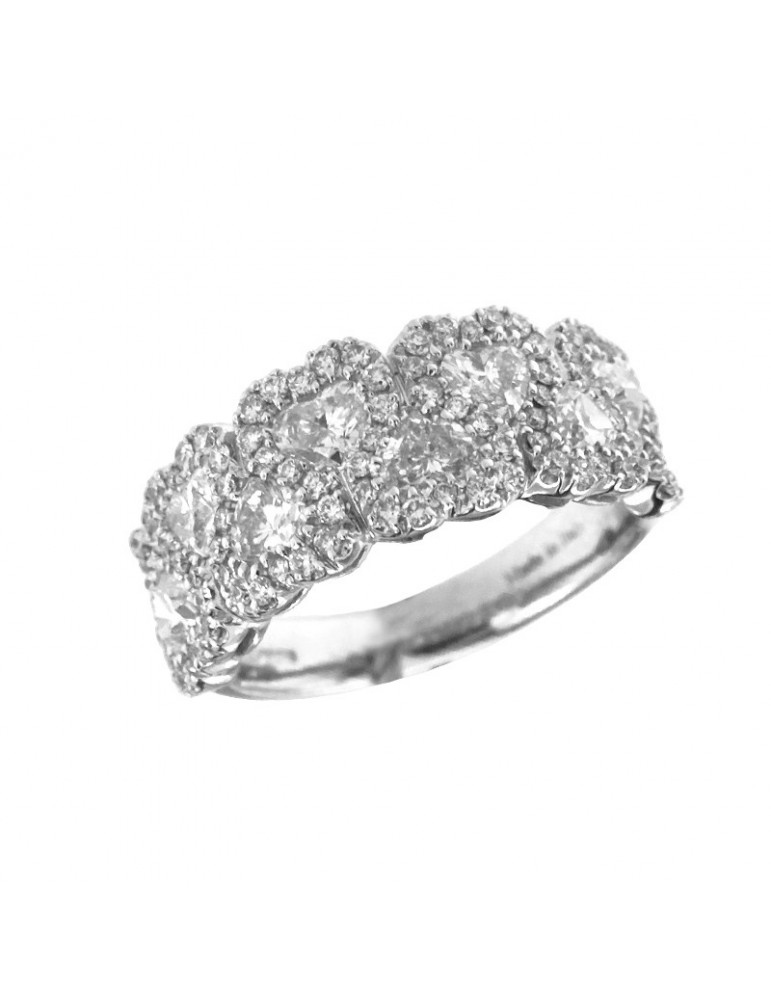 Davite & Delucchi Ring - Hearts in 18k White Gold with Natural Diamonds 0.49 ct - 0