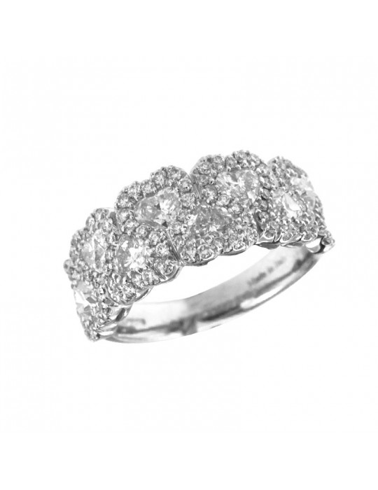 Davite & Delucchi Ring - Hearts in 18k White Gold with Natural Diamonds 0.49 ct - 0
