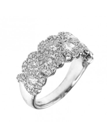 Davite & Delucchi Ring - Hearts in 18k White Gold with Natural Diamonds 0.49 ct - 0 2