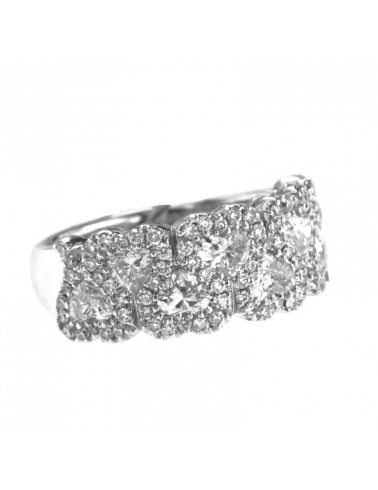 Davite & Delucchi Ring - Hearts in 18k White Gold with Natural Diamonds 0.49 ct - 0