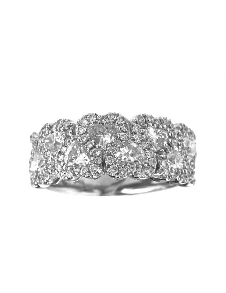 Davite & Delucchi Ring - Hearts in 18k White Gold with Natural Diamonds 0.49 ct - 0